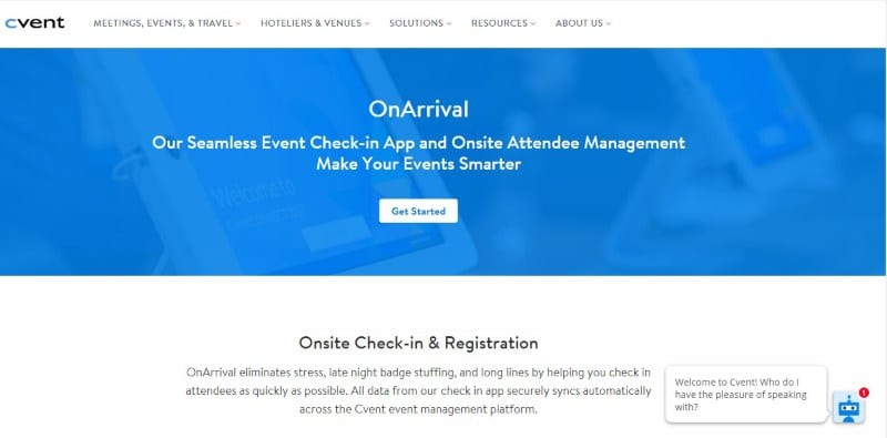 cvent on arrival check in app for events