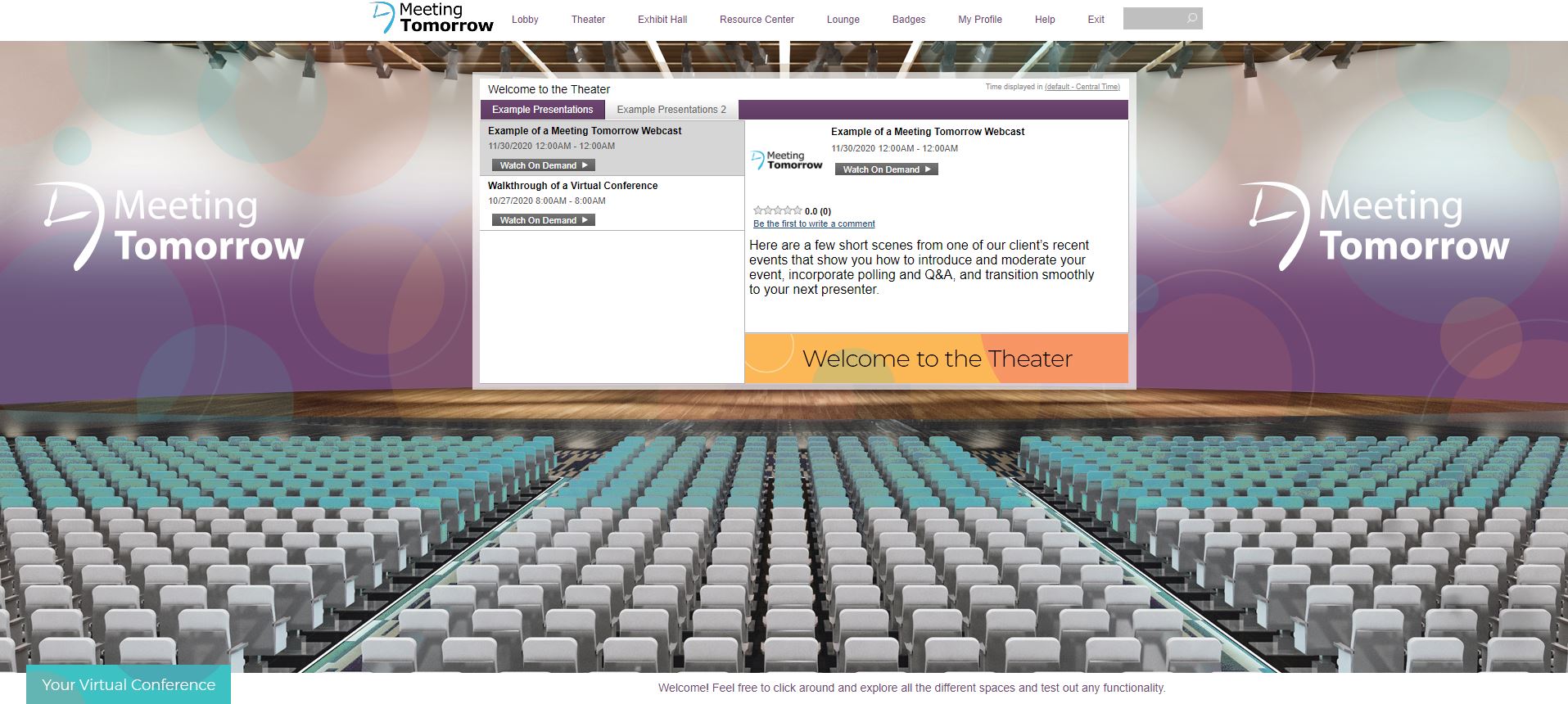 Virtual trade show theater