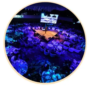 Mix of stages and audiences at corporate meetings and events