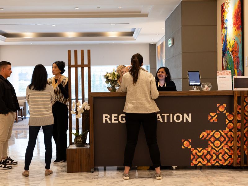 event branding greeting desk