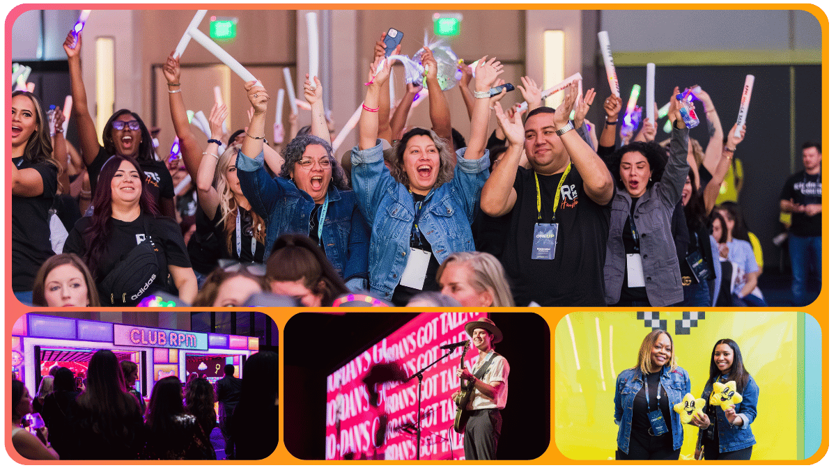 Collage of highlights from RPMOneUp corporate event